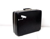 Black Vintage Samsonite Suitcase with Hand Painted Surveillance Camera