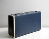 Vintage Blue and White Suitcase YOU CALL