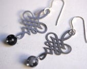 Calligraphy Earrings with Onyx Beads