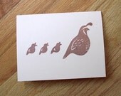 Momma Quail Single Notecard - Stamped Rustic Brown
