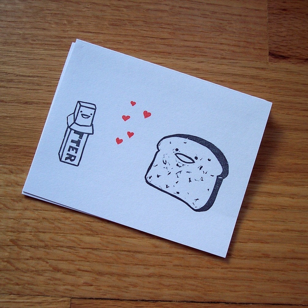Butter Loves Toast Single Notecard