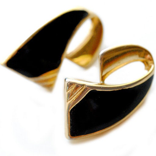 Vintage Black Enamel Earrings