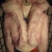 Pink-tipped, faux fur, cropped white coat with stand-up collar option
