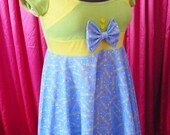 SALE MISS ALPHABET blue green yellow Girl Scout mini dress top M