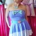 MISS ALPHABET purple lycra dot pastel heart Barbie sun dress XL