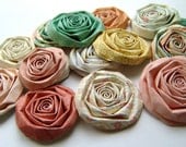 Paper flowers set of 15 handmade roses spring mix peach yellow green coral blooms