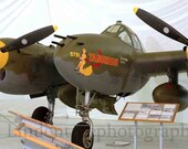 Vintage WWII P38 Airplane Photo Card Handmade