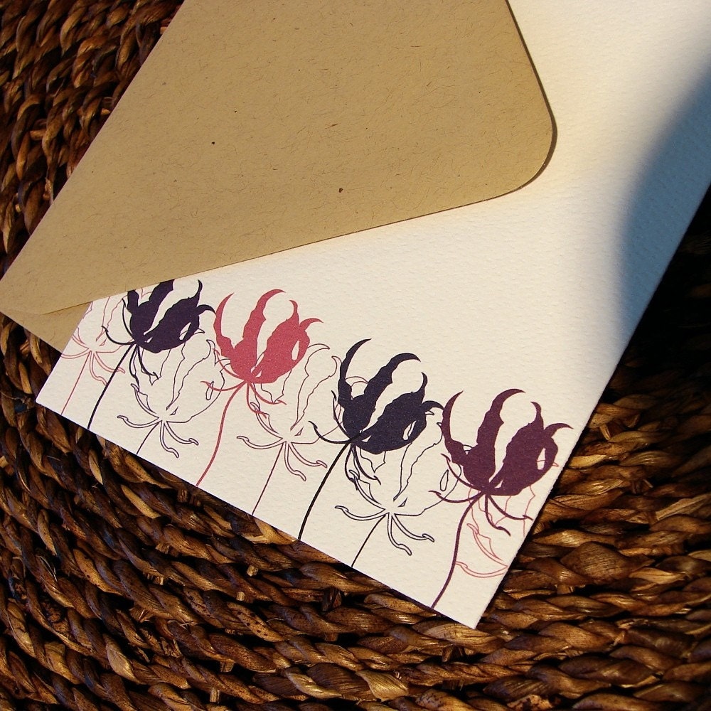 flowers in a row personalized stationery / notecards set (10)