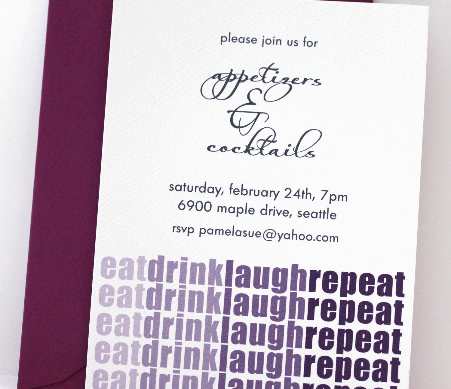 eatdrinklaughrepeat party invites - set (15)