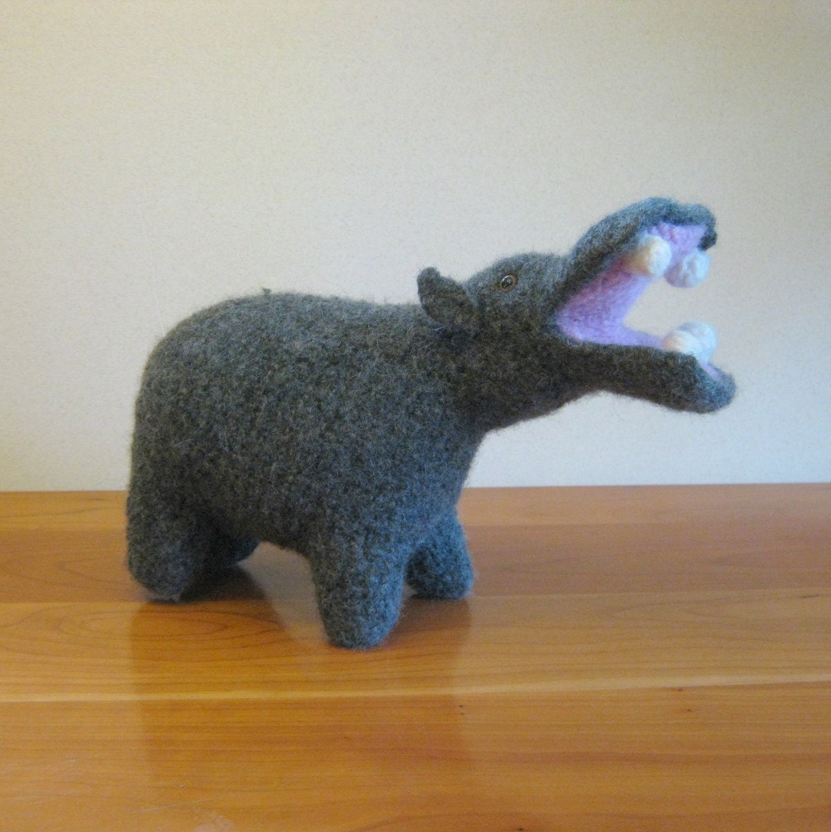 Hippopotamus, Stuffed Animal. Children, toy, africa, plush, wool. Handmade Stuffed Animals by FeltedFriends on Etsy