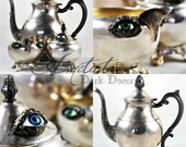 Original Fine Art Prints - Ametista's Treacherous Tea Set 1- Set of four 8x8  - Dark Home Decor - Endura Metallic Paper