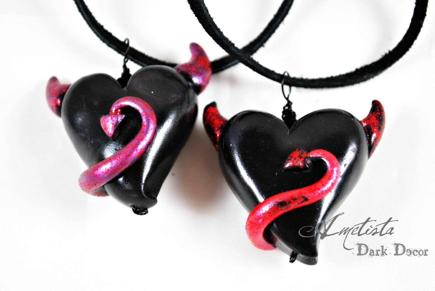 Goth Glam Pendant - My WiCKeD HeaRT - Handmade