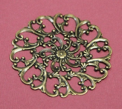 10 pcs of High quality antiqued brass filigree focal 58mm