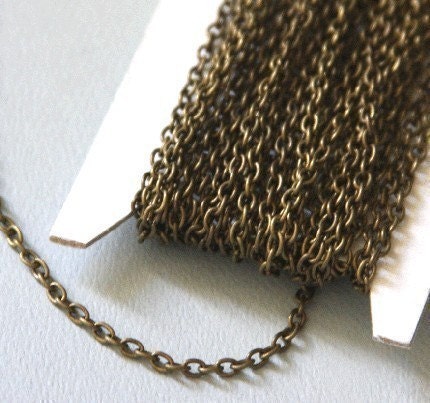 45 ft  Antique Brass chain - antique brass finished iron round cable chain 2.6X3.9mm - unsoldered