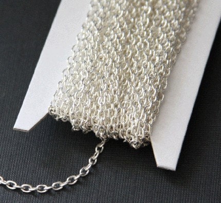 45 ft spool of Silver Plated round cable chain 2.6X3.9mm - unsoldered