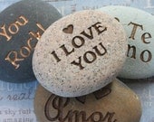 I Love You and more... - Say It on the Rock - home decor, paperweight - custom stone engraving