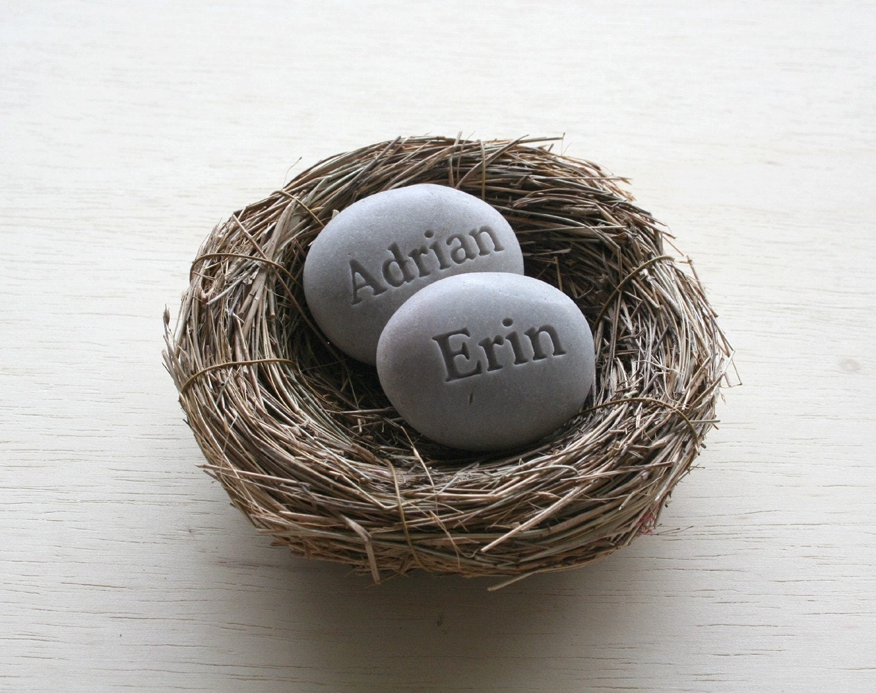 Mom's Nest (c) - set of 2 stones in bird nest