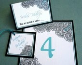 Paisley Reception Paper Sample Set - Wedding Favor Tags, Placecards/Escort Cards and Table Numbers