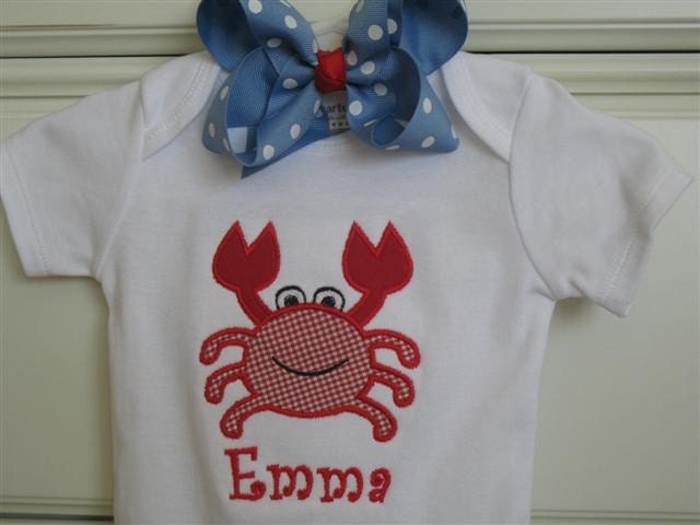 Don't Be Crabby -  Personalized Little Crab Tee or Bodysuit for Her - Short Sleeves
