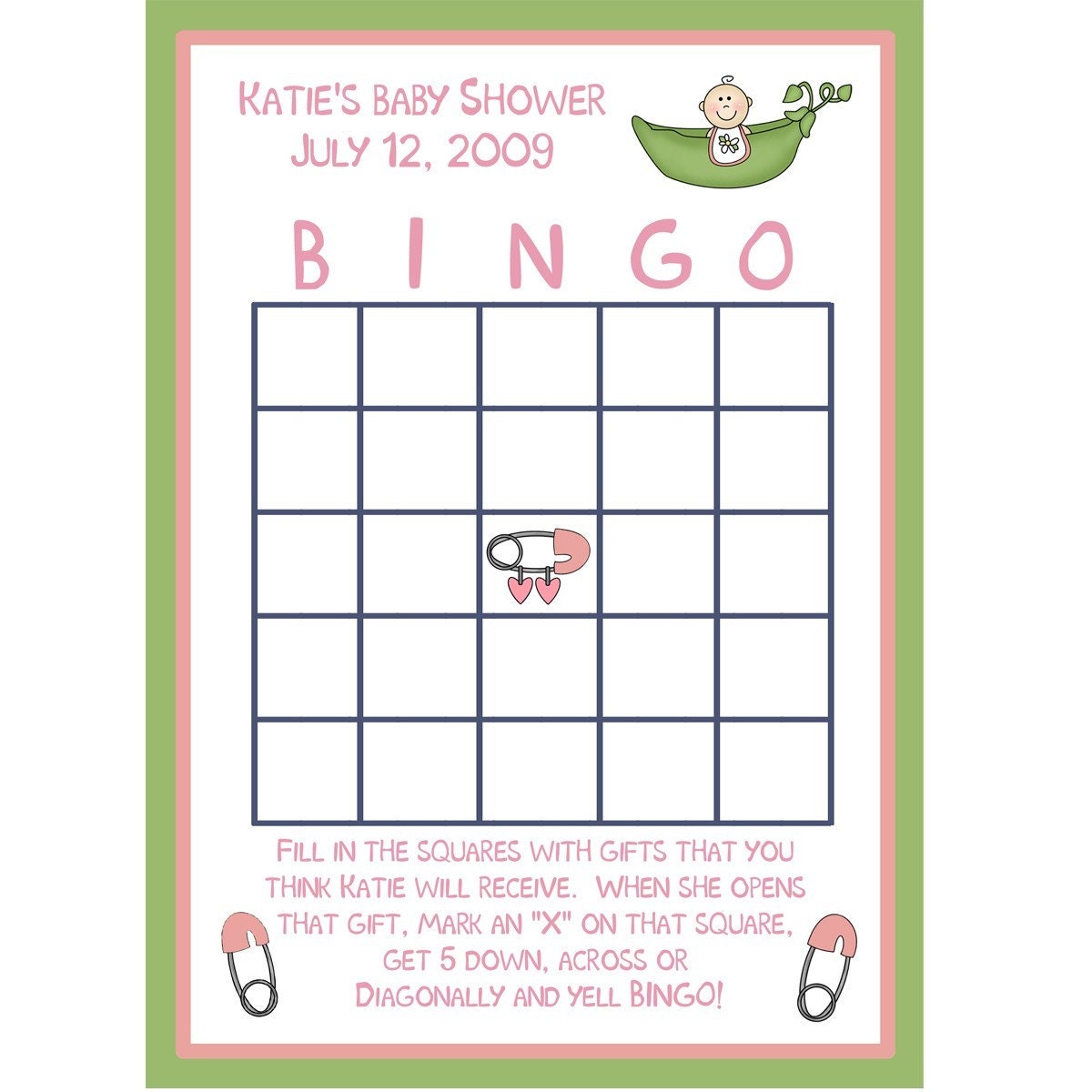 24 Personalized Baby Shower BINGO Cards