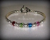 Birthstone Mother's Bracelet - Swarovski Crystal Bangle Bracelet
