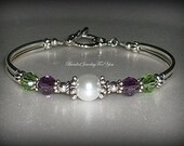 Bridesmaid Bracelet - Amethyst and Peridot Swarovski Crystal Bangle Bracelet