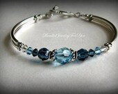Montana Blue Aquamarine Crystal Bridesmaid Bangle Bracelet