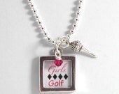 Girls Golf Necklace (Fuchsia)