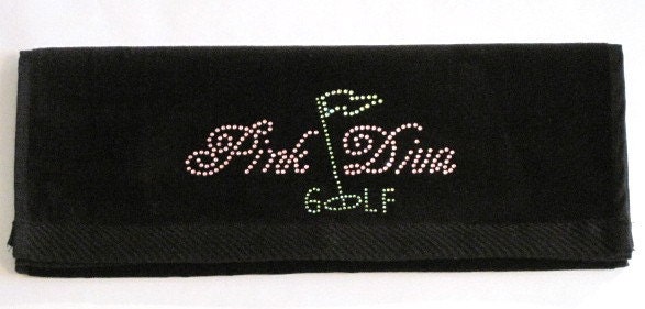 Pink Diva Golf Logo-Bling Towel