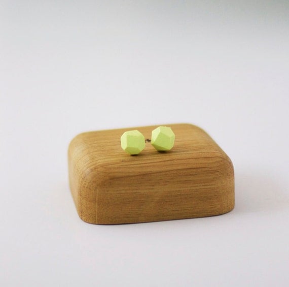 pale neon yellow geo earrings