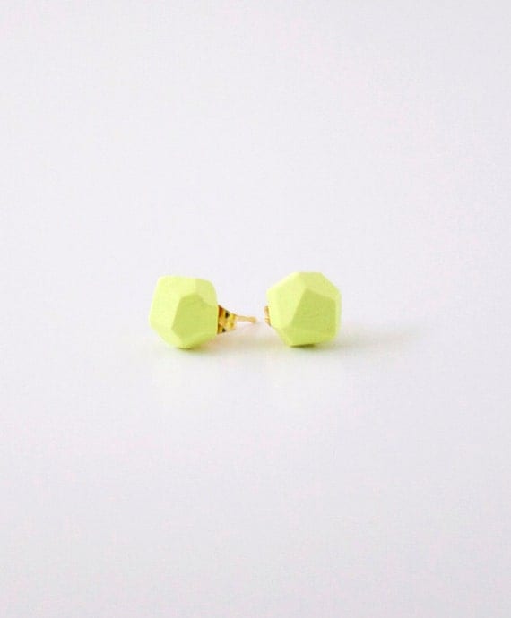 pale neon yellow geo earrings