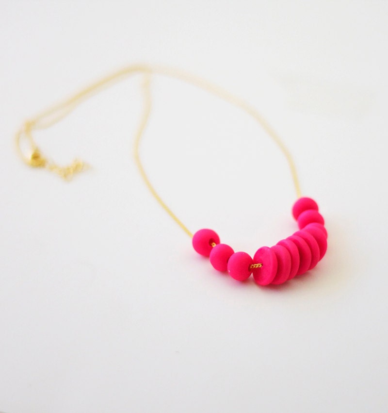 hot pink mix bead necklace no. 10