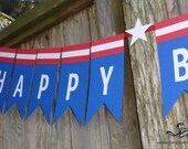 Super Hero Captain America Party Banner Happy Birthday Boy Decoration Flags Stars Blue Red White