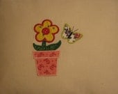 New Applique Flower Pot and Butterfly Pillow Cover