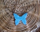 Blue and Pink floral Butterfly Enamel Pendant