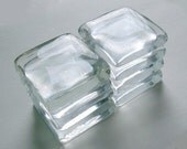 8 Jumbo Molded Flat Bottom Glass Squares - 2''