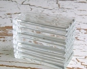 1 7/8'' x 7/8'' FLAWLESS Pure White Glass Handcut Rectangles - 20 pieces