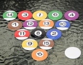 Pool Ball Magnets 1 1/2 inch Set of 16