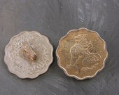 Coin Buttons, Asian Coin Buttons, Old Burmese Scalloped Edge Coins