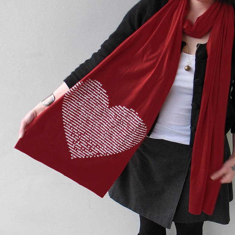 Animal Lover Heart Scarf in Ruby Red  : womens scarves, american apparel, fall fashion, back to school, christmas in july cij sale