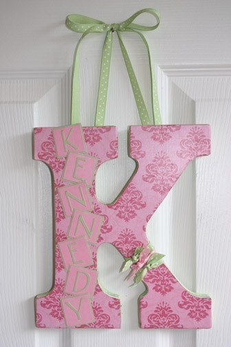 Custom Wall Letter - Pink Damask