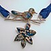 Speckled Blue Bird and Leaf Necklace