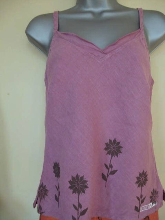 Pretty maids all in a Row hemp linen top Small