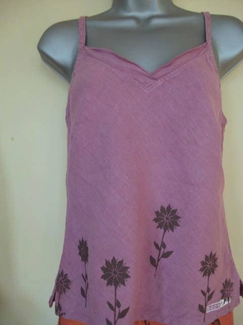 Pretty maids all in a Row hemp linen top Small