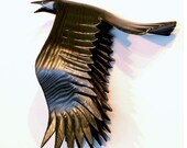 Flying Crow woodcarving , gesture 3