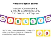 Personalized LDS Baptism Printable Banner - Rainbow