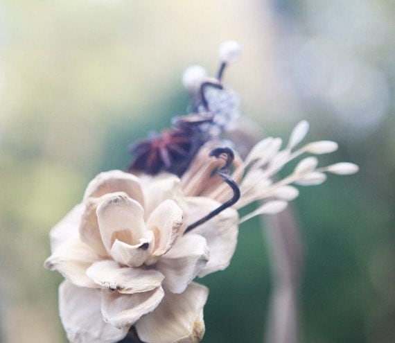 Natural harvest crown, Bridal hair crown, Woodland wedding accessory - WIND on the PLAINS