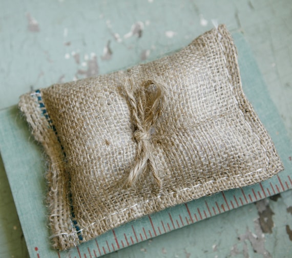 rustic burlap wedding ring bearer pillow
