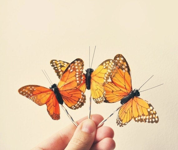 butterfly hair pin monarch 'one wish'