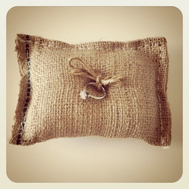 rustic burlap wedding ring bearer pillow